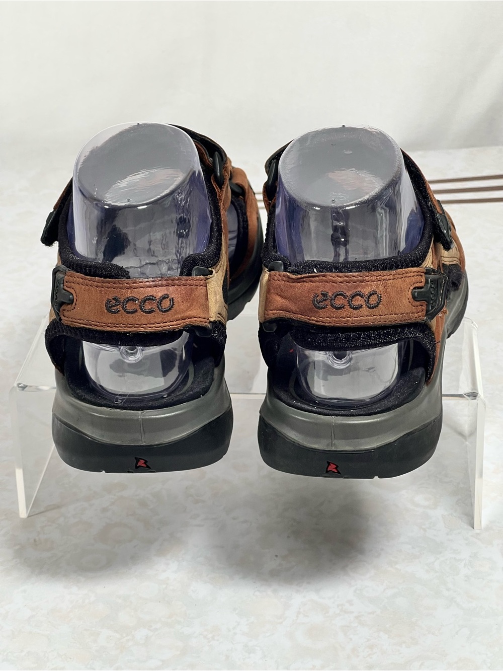 Ecco Hiking Yucatan Sandal Velcro Straps Brown Black US 6.5 Women’s Size 37 - Picture 5 of 11